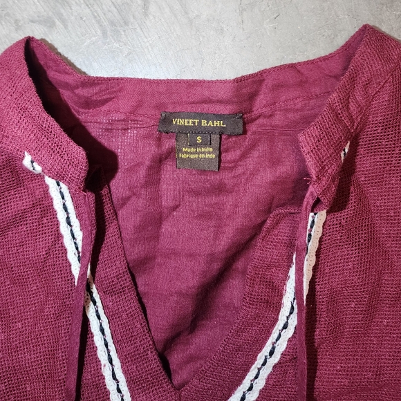 Anthropologie Vineet Bahl Long Sleeve Embellished Sleeve Boho Top Sm - Picture 7 of 9